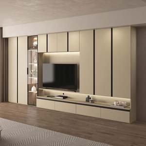 Modern Minimalist <b>TV</b> Background <b>Wall</b> Cabinet Wooden Stand with Marble for Living Room & Hospital Home Furniture - Product Image 6