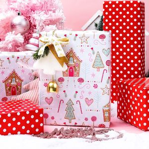Papel de Regalo Navideño Burymento con Diseño de Casa de Jengibre, 17 Pulgadas x 32.8 Pies, Reversible, para Manualidades y Regalos - Product Image 3