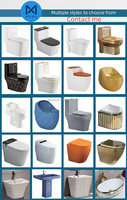 Sanitary Ware Suit Bathroom Commode Wc and Pedestal Basin Luxury Ceramic Black Color Toilet Set One Piece Toilet Bowl