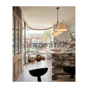 Luxury Stone Italy Viola Marble Reception <b>Desk</b> Beauty Design Front for Commercial Hall - Product Image 4