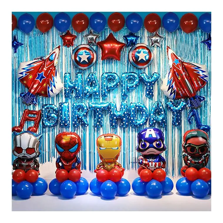 LEMON American Cartoon Avengers Superhero Spiderman Globos Party Balloons Birthday Party Decorations Supplies Kit Men Boy Kids