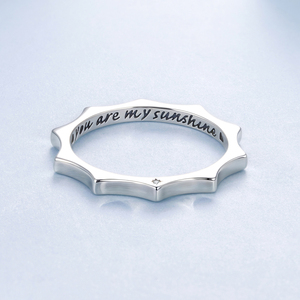 Anillo de Plata de Ley 925 con Sol Curvo Grabado 'You Are My Sunshine', Anillo Original <span class=keywords><strong>para</strong></span> <span class=keywords><strong>Mujer</strong></span>, Regalo Sencillo y Elegante BSR716 - Product Image 3