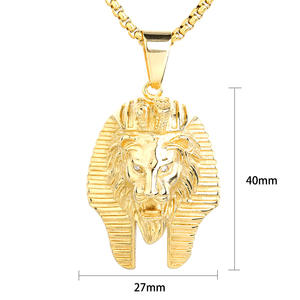 Pendentif de mode Hip Hop Sphinx du Pharaon Égyptien, plaqué or, en acier inoxydable 316, inaltérable et résistant à l'eau, de marque tierce - Product Image 5