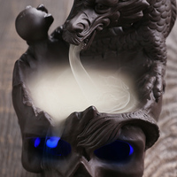 Brûleur d'encens en céramique LED personnalisé avec tête de dragon et de crâne pour la décoration