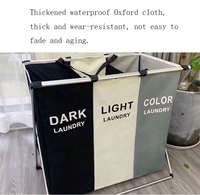 Panier à linge pliable en aluminium pour la maison, moderne, 3 compartiments, bacs de rangement portables pour vêtements