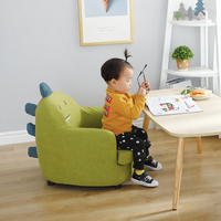 Kinder-Sessel Stoffsofa Couch Holz Konvertierbares Wohnzimmermöbel Kinderzimmer Sitzgelegenheit Lounge Dinosaurier Grün