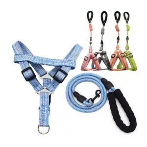Pet Suppliers Tweed Dog Harness Manufacturer Pet Vest Harness Leash Collar Set Adjustable Designer Custom Dog Harness