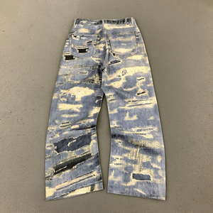 Chất Lượng Cao Cổ Điển Tùy Chỉnh Người Đàn Ông Của Quần Jean Nhà Sản Xuất Cotton Nặng Baggy Ý Nguyên Rộng Chân Selvedge 3D In Rắn Rửa Sạch - Product Image 2