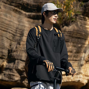 Suéter de manga larga para hombre con combinación de colores, nueva chaqueta tipo camiseta holgada para primavera 2025, absorción de humedad, secado rápido, protección solar - Product Image 3