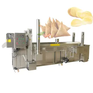 Industrial Tofu Continuous Fryer Conveyor Potato Chips Banana Chips Samosa Frying Machine