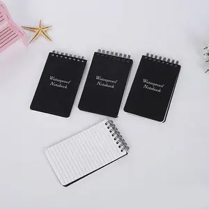 Custom Logo Printing PP Cover A5 A6 Mini Pocket Size Aqua Notes Black Spiral Waterproof Notepad Stone Paper Notebook For Shower