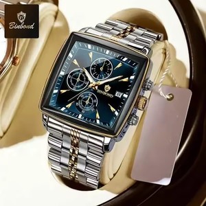 Montre-bracelet pour homme Binbond B911 <span class=keywords><strong>911</strong></span>, chronographe, calendrier, quartz, acier inoxydable, carrée, luxe, mode, originale. - Product Image 1