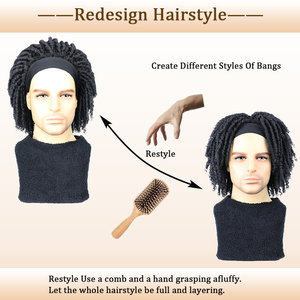 Recién llegado, pelucas sintéticas con diadema, peluca corta de 6 pulgadas con rastas, pelucas trenzadas rizadas Afro cortas <span class=keywords><strong>para</strong></span> hombres negros - Product Image 6