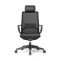 Chaise de bureau pivotante ergonomique de haute qualité avec support lombaire, appuie-tête réglable et accoudoirs fixes
