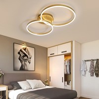 Lustre de plafond LED moderne pour salon, salle d'étude, chambre à coucher, éclairage intérieur dimmable, décoration de lampes dorées et noires