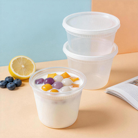 Bols ronds jetables transparents en PP de qualité alimentaire avec couvercles, étanches, compatibles micro-ondes et sans BPA, pour soupes, salades et desserts