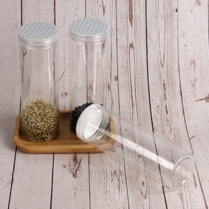 Grain Airtight Jars 85x250mm Transparent Pet Plastic Cylinder With Plastic Lid For Food Storage 1400ml Capacity - Product Image 1