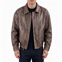 Blouson Bomber en Cuir Vintage Oversize pour Homme, Style Moto Décontracté, Manteau d'Hiver Brodé à Pois, Impression Personnalisée