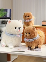 Peluche Chien Pomeranian Mignon en Gros, Jouet en Peluche Chiot Moelleux avec Col en Dentelle pour Cadeaux d'Anniversaire pour Amateurs d'Animaux et Décoration