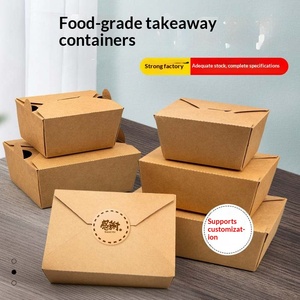 Kraft Kağıt Sabit Yemek Kutuları Özel Yapım Tek Kullanımlık Ticari Paket Servis Kapları Kore Usulü Kızarmış Tavuk Atıştırmalık/Mangal - Product Image 5