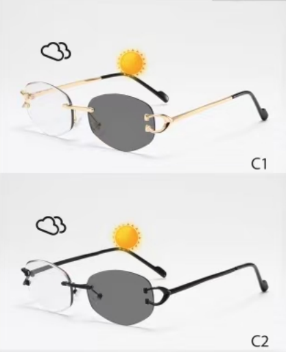 Manufacturer High Quality Luxury Metal Eyewear Rimless Photochromic Presbyopia Optical Glasses for Men Women