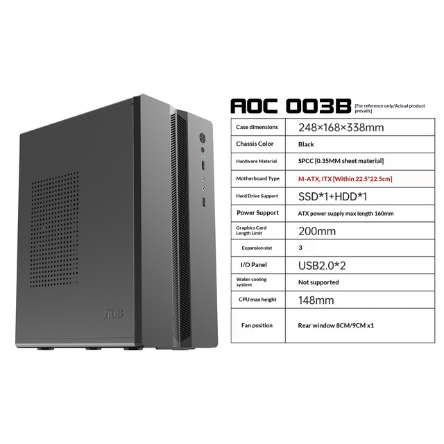 AOC Brand New Assembly Computer Case for Desktop Computer MATX/ITX Motherboard Business Office Mini Host Case