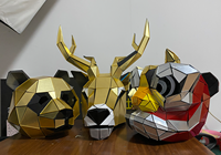 Casque de costume tête d'élk à surface miroir, masque de cerf géométrique fait main pour danseur de club, cosplay de festival et décoration murale
