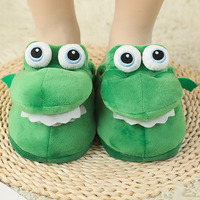 Chaussons en peluche en forme de crocodile, design d'anime de dessin animé, chauds, antidérapants, en coton PP, chaussures d'intérieur d'hiver, cadeau pour enfants