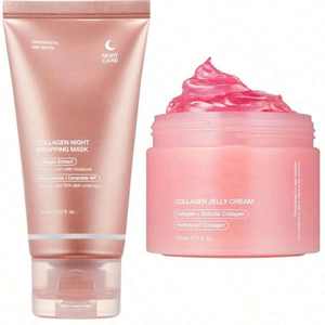 Masque de nuit au collagène 75ml + Crème gelée au collagène 110ml Ensemble raffermissant anti-âge pour le visage - Product Image 1