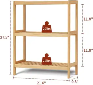 3-layer bamboo rack storage Organizer Rack Toilet Utility shelf Standing shelf unit,