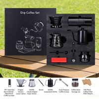 Kit complet pour café filtre 600 ml avec bouilloire à bec de cygne, pot de service en verre et moulin à café