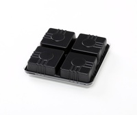 Barquette en plastique PP PET jetable personnalisée de qualité alimentaire, 4 cavités, pour chocolats, bonbons, mini-gâteaux de lune, avec couvercle transparent noir