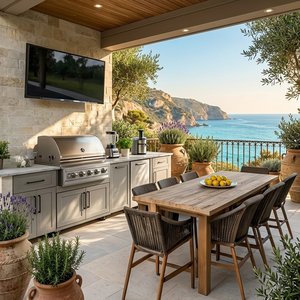 <span class=keywords><strong>Cuisine</strong></span> extérieure privée en acier inoxydable 316 sans formaldéhyde, aux couleurs fraîches, avec îlot de <span class=keywords><strong>cuisine</strong></span> et barbecue extérieur pour cour. - Product Image 2