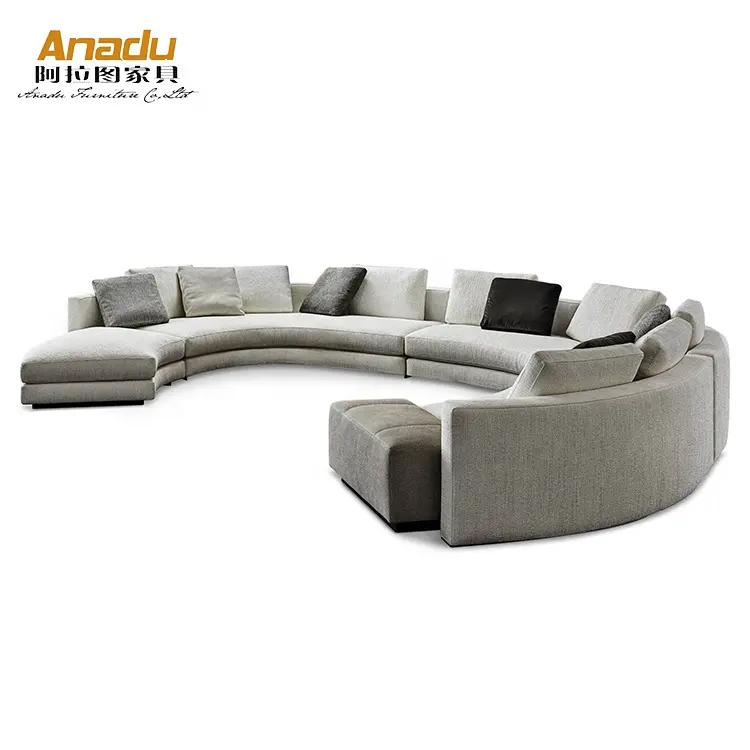 newest high quality italian design living room sofa luxury modern round shape white fabric sofa couch