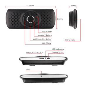 Kit mains libres Bluetooth T826 pour voiture, haut-parleur sans fil portable <span class=keywords><strong>avec</strong></span> microphone et lecture de carte TF pour véhicule, camion, bureau - Product Image 3