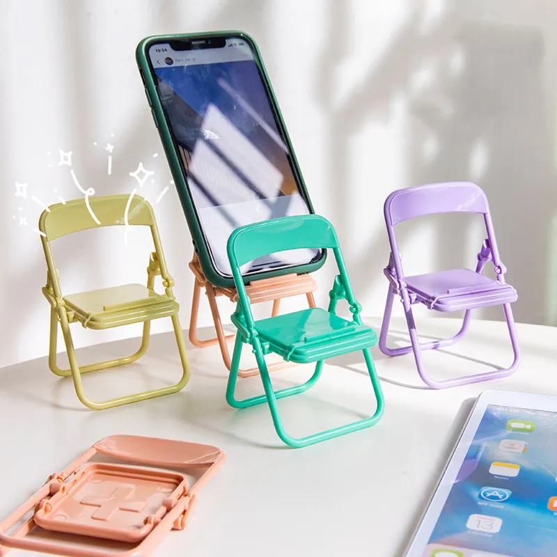 Sevimli küçük sandalye cep telefon tutucu yaratıcı masaüstü canlı Tv izlemek tembel takip akıllı telefon standı tutucu