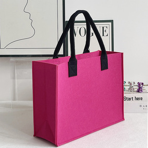 Tùy Chỉnh In Biểu Tượng Màu Sắc Len Cảm Thấy Vải Lưu Trữ <span class=keywords><strong>Tote</strong></span> Túi Công Suất Lớn Cảm Thấy Mua Sắm Túi Xách Cho Phụ Nữ Phụ Nữ Bán Buôn - Product Image 3