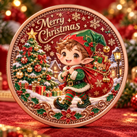 Pièce commémorative de Noël en cuivre pur 999 de 1 oz, cadeau personnalisé, décoration de Noël, pièce de collection en relief 3D, impression UV, souvenir commémoratif