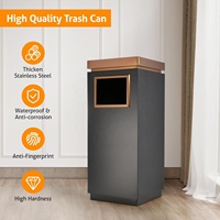 Poubelle extérieure commerciale avec couvercle, 7 gallons, en acier inoxydable, résistante à l'abrasion, avec seau intérieur amovible, pour bureau