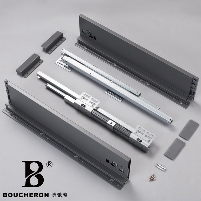 For Hardware Steel Modern Slim Soft Close Drawer Slide System for Kitchen and Bathroom Cabinets