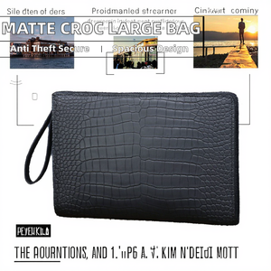 Matte crocodile Pattern Men's Anti-theft Silicone Clutch Bag Business <b>Folder</b> Multiple <b>Card</b> Slots Multifunctional Large-capacity - Product Image 2