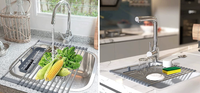 2024 Offre Spéciale extensible enroulable sur l'évier égouttoir à vaisselle cuisine enrouler égouttoir à vaisselle pour tasses, fruits, fourchettes