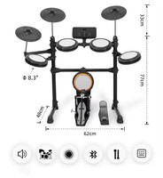 Electronic Jazz Drum Kit Electronic Drum Set Percussion Instrument Including Floor Drum Made of Silicone Material