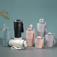 Tasse à café isotherme de luxe personnalisable, anti-fuite, en acier inoxydable à double paroi de 360 ml avec paille