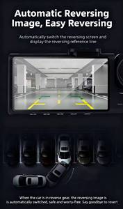 Dashcam black box with 1080P HD resolution, 3 <b>cameras</b>, IPS screen, WiFi night vision function, GPS and app <b>control</b>, for <b>car</b> - Product Image 6