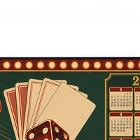 Tapis de bureau rétro vintage 2027, ensemble de sous-verres ronds, tapis de souris thème casino, décoration de table de jeu de bureau