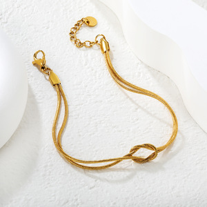 Pulsera Minimalista de Cadena de Serpiente con Diseño Anudado, Joyería Unisex de Acero Inoxidable, Accesorio de Moda - Product Image 2