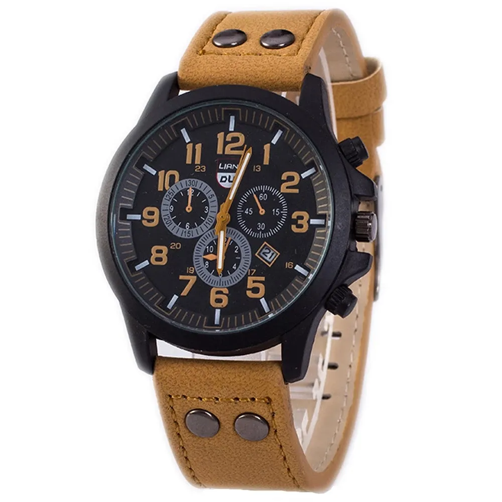 Double nail PU wholesale Men's Watch Quartz Fashion Simple Business Belt Watch Quartz Men's Watch Student Wristwatch