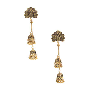 Boucles d'oreilles pendantes paon vintage, plaqué or antique, alliage de zinc, bijoux de fête pour femme - Product Image 6