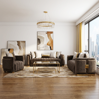 Ensemble de canapés sectionnels modernes en cuir capitonné avec design modulaire, pour appartement et hôtel, options tissu/cuir, pieds en acier inoxydable doré
